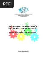 Criterios Para Elaboración Del Trabajo Especial de Grado IUTA Sept 2012