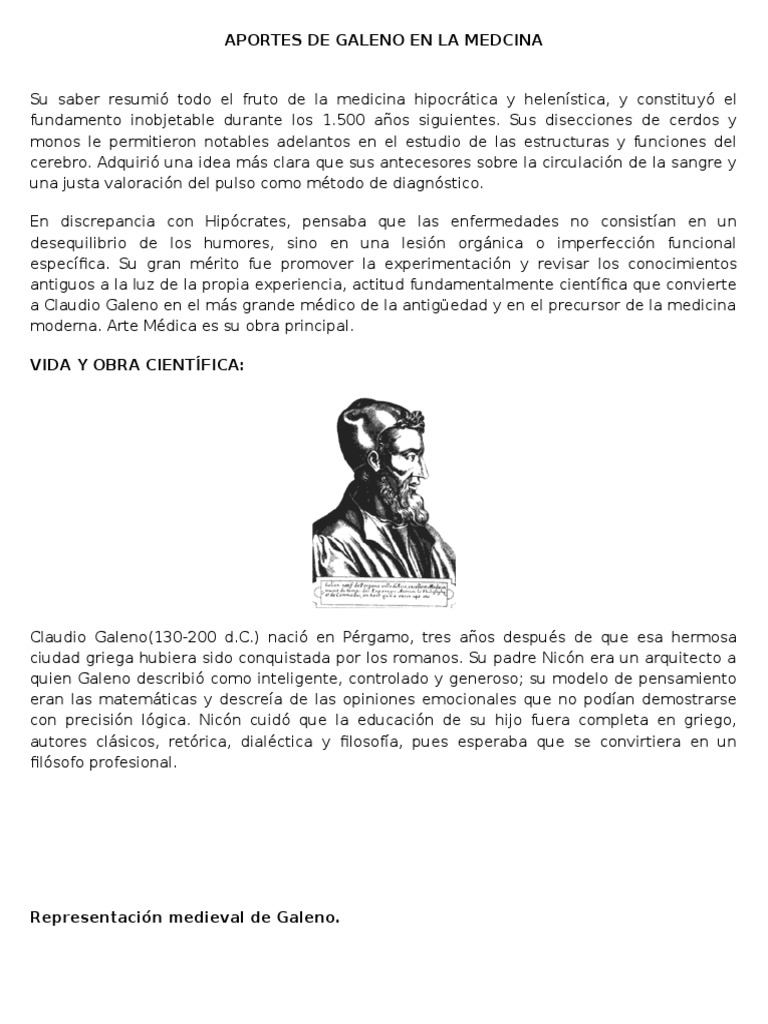 Aportes de Galeno y Herófilo en Medicina | PDF | Medicina | Salud y  bienestar, image size:768x1024