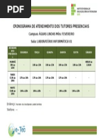 Cronograma Atendimento Presencial Aguas Lindas