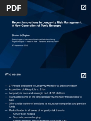 Db Presentation On Longevity Risk Pdf Annuity American Pension