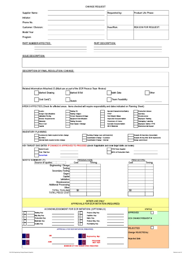 Engineering Change Request Template | PDF | Business