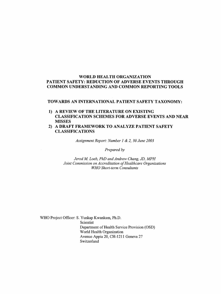 Taxonomy Patient Safety | PDF