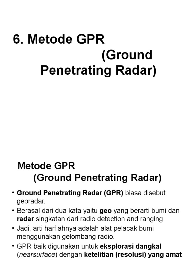 Metode GPR (Radar) | PDF