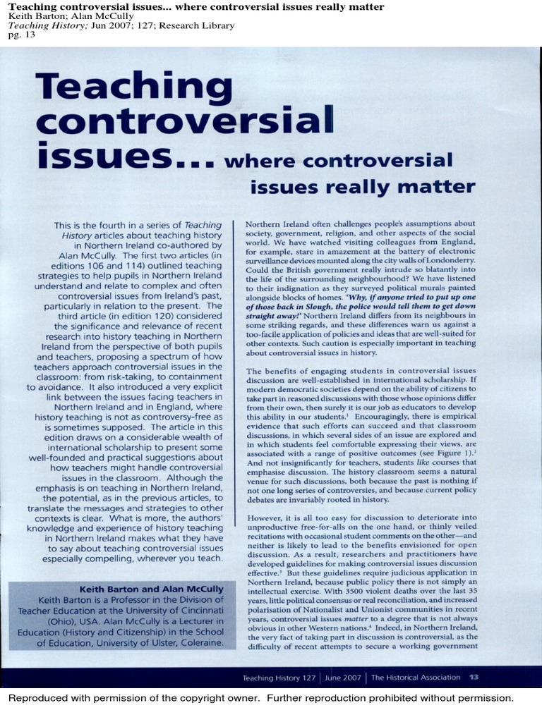 Teaching Controversial Issues | PDF