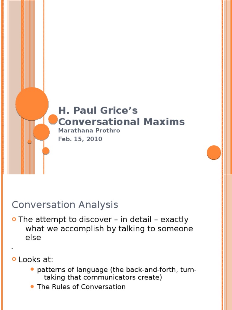H. Paul Grice's Conversational Maxims | PDF