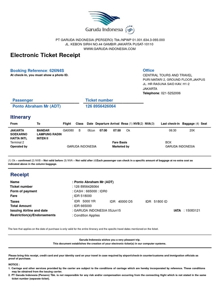 Your Electronic Ticket Receipt (5) Dangerous Goods Aviation