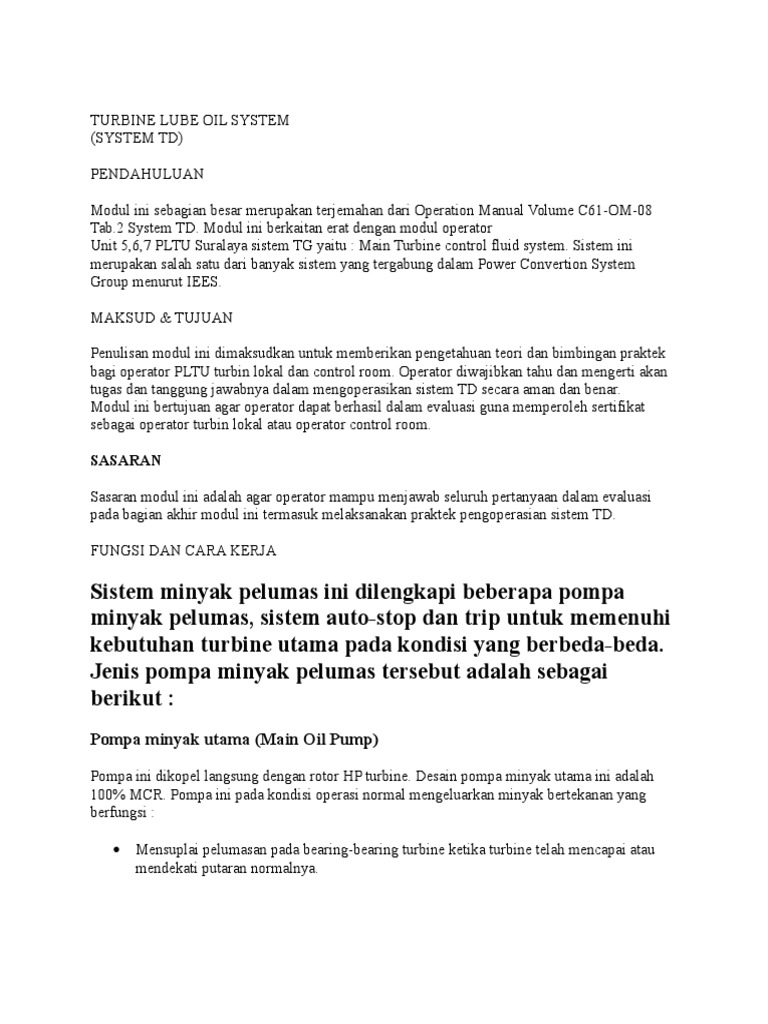 Turbine Lube Oil System PDF