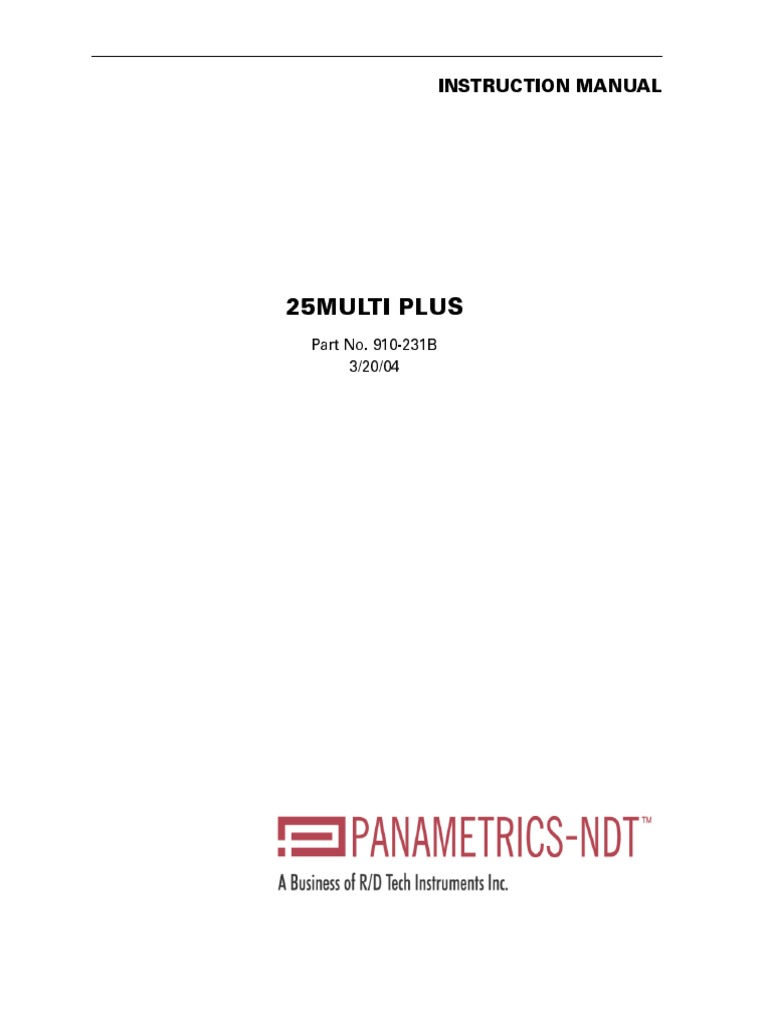 Panametrics 25 Multi Plus Manual | PDF | Calibration | Computer Keyboard