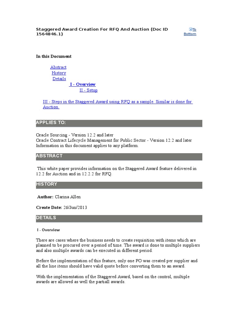 Staggered Award Process for RFQ | PDF | Computing | Business
