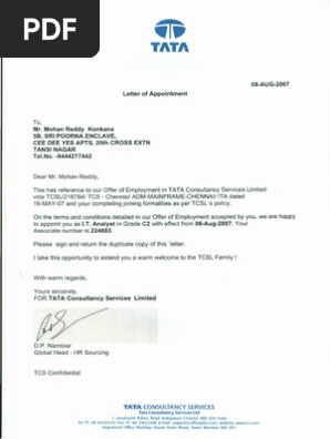 Appointment Letter
