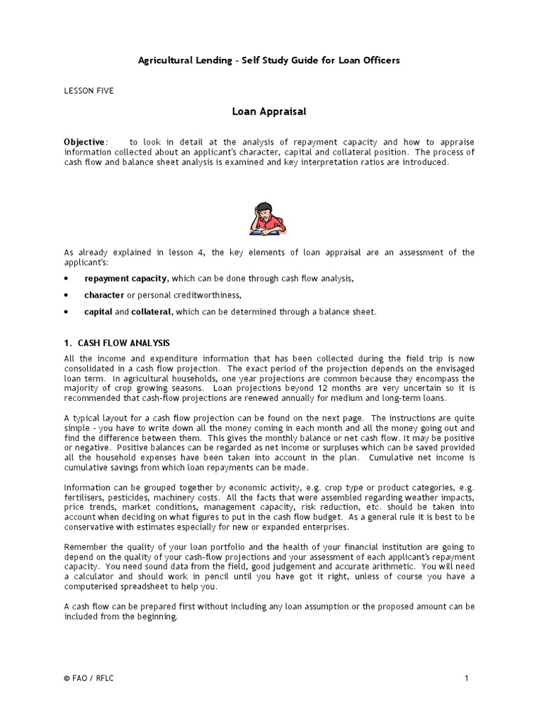 Loan Appraisal: Agricultural Lending - Self Study Guide For Loan