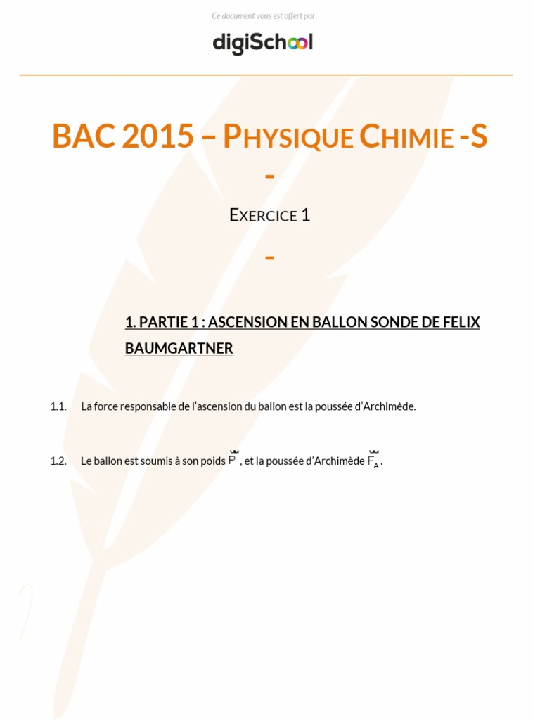 Sujet Brevet Physique Chimie Avec Corrige Pdf 2015