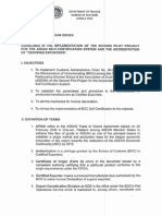 CMO No.18 2015: Guildelines in The Implementation of The Second Pilot Projecy For The ASEAN Self Certification