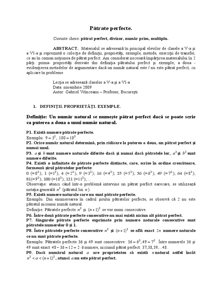 Patrate Perfecte | PDF