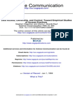 Science Communication: of Access Practices Data Access, Ownership, and Control: Toward Empirical Studies