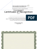 Certificate of Recognition: Christian Colleges of Southeast Asia