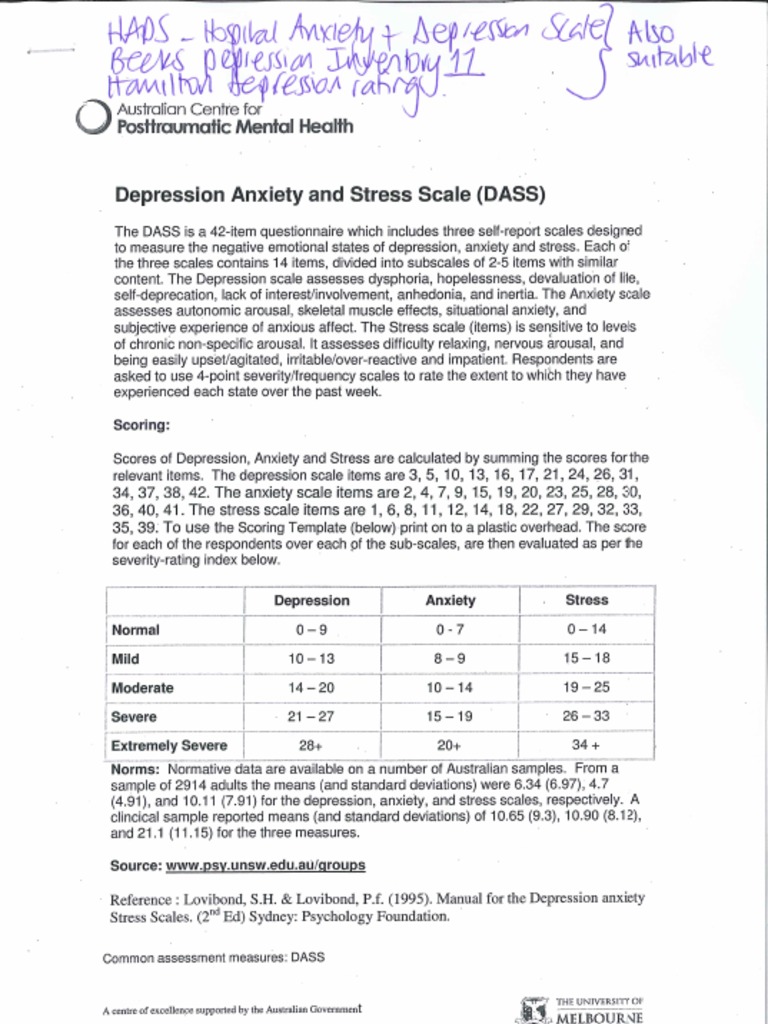 Depression Anxiety Stress Scale | PDF