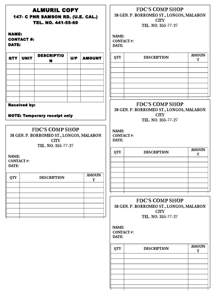 Temporary Receipt for Almuril Copy Services | PDF | Sports & Recreation ...
