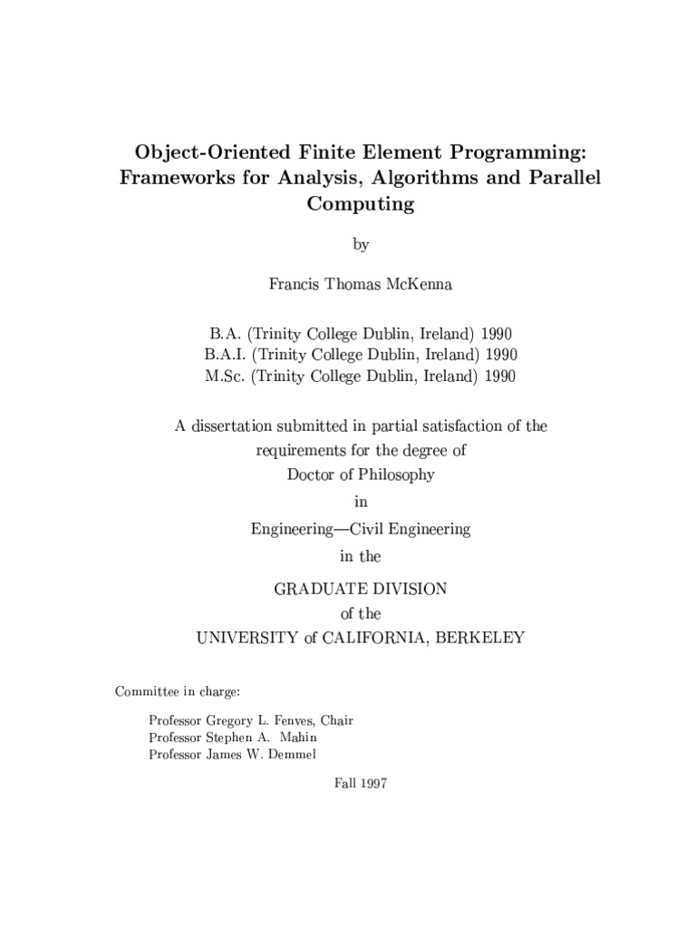 Object Oriented Programming For Finite Element Analysis | PDF
