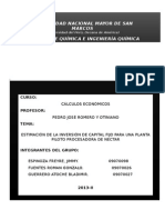 Estimación del capital fijo de una planta de Nectares