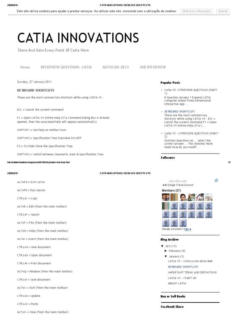 CATIA V5 Keyboard Shortcuts Guide | PDF | Computer Keyboard | Wearable ...