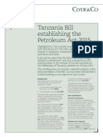 Tanzania Bill Establishing The Petroleum Act 2015: Update