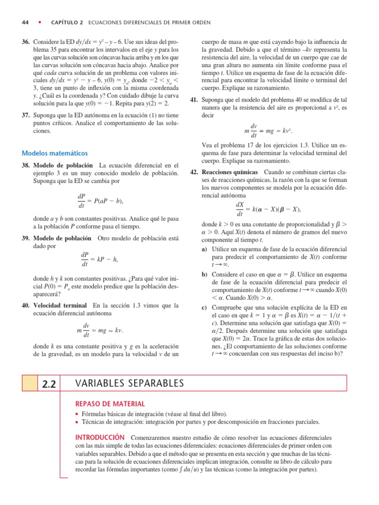 Separacion de Variables PDF Integral Ecuaciones diferenciales