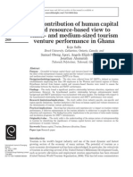 The Contribution of Human Capital and Resource-Based View To Small - and Medium-Sized Tourism Venture Performance in Ghana
