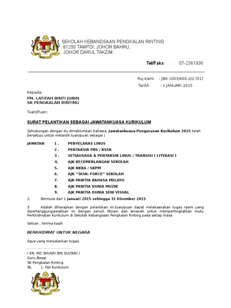 Contoh Surat Bermastautin Kedah