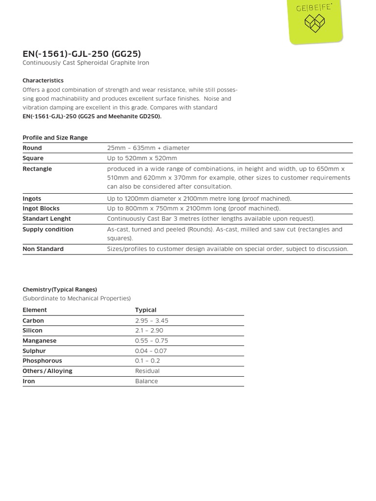 GJL 250 Material Specifications | PDF | Home & Garden | Technology ...