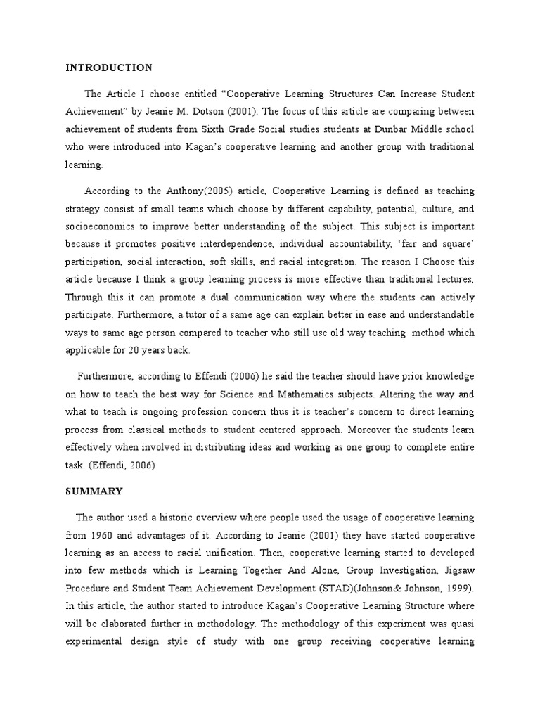 Impact of Cooperative Learning on Student Achievement | PDF | Teachers ...