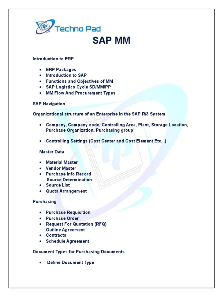 SAP MM Module Overview and Topics | PDF | Computers
