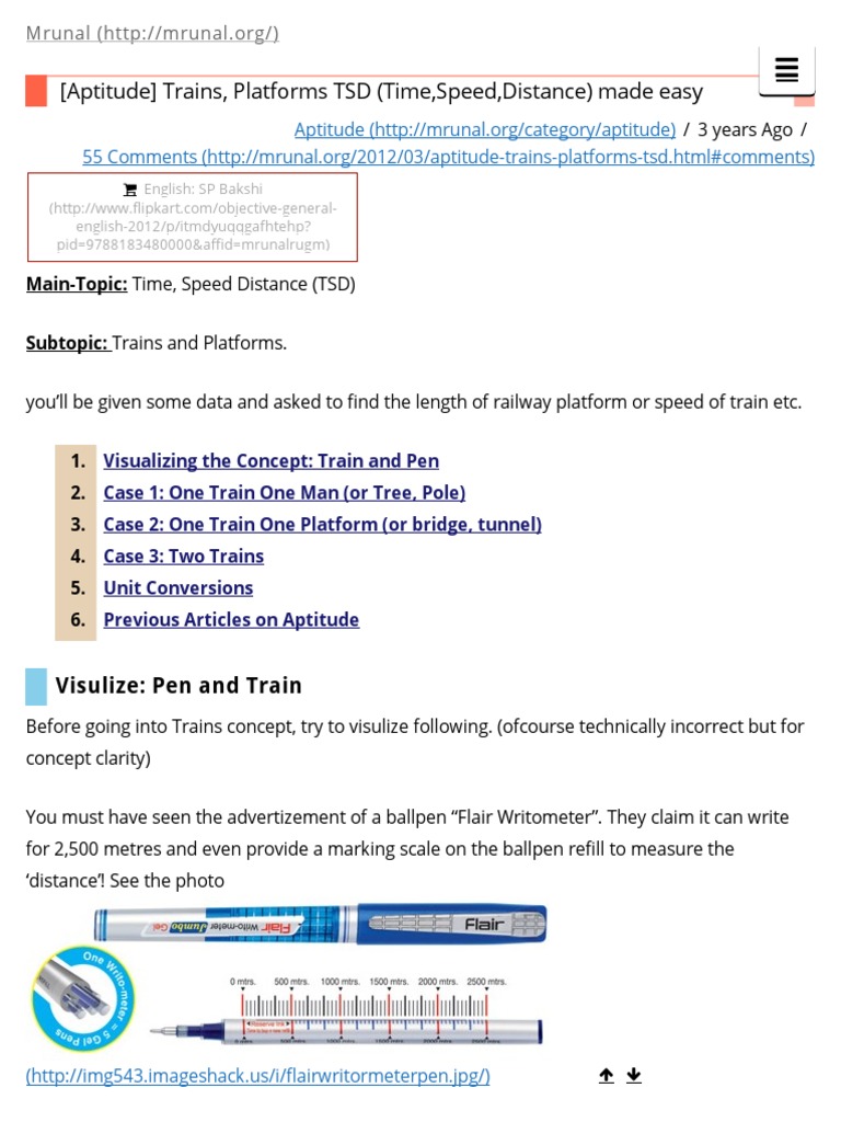 Understanding Trains and TSD Concepts | PDF | Speed | Metre