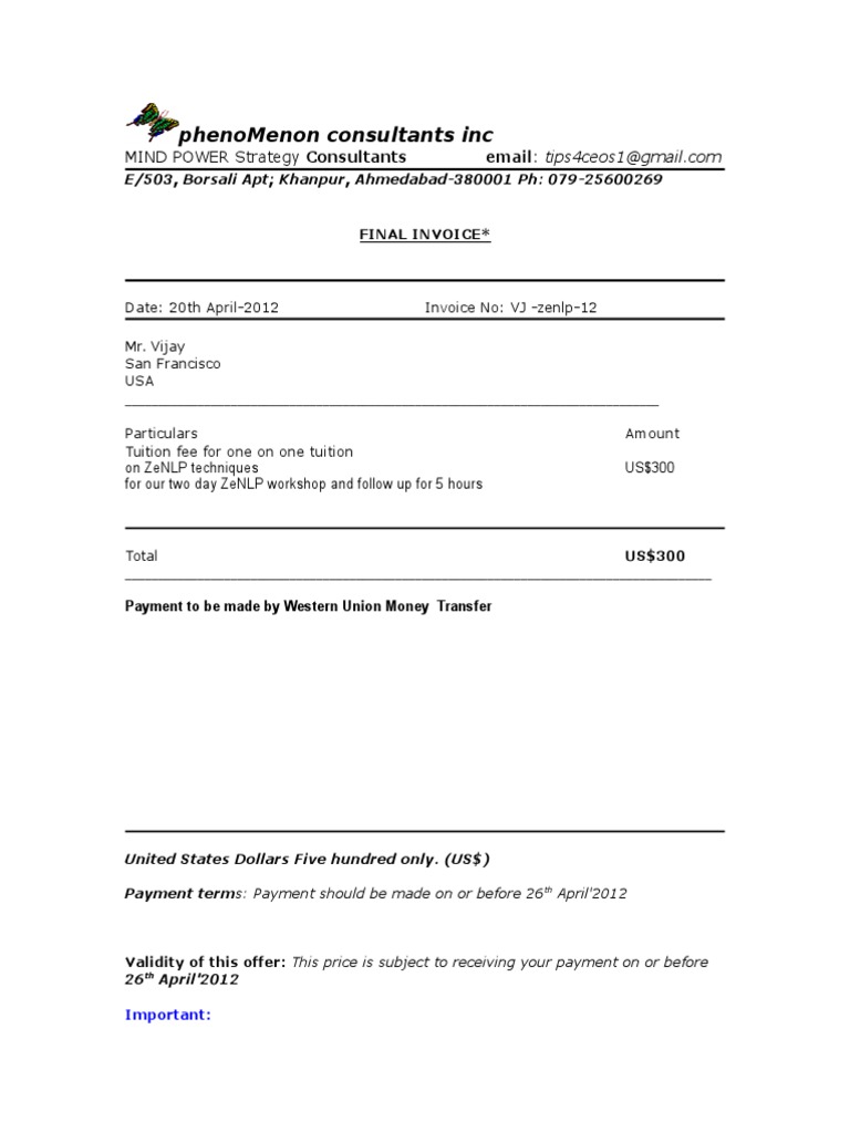 ZeNLP Workshop Final Invoice | PDF