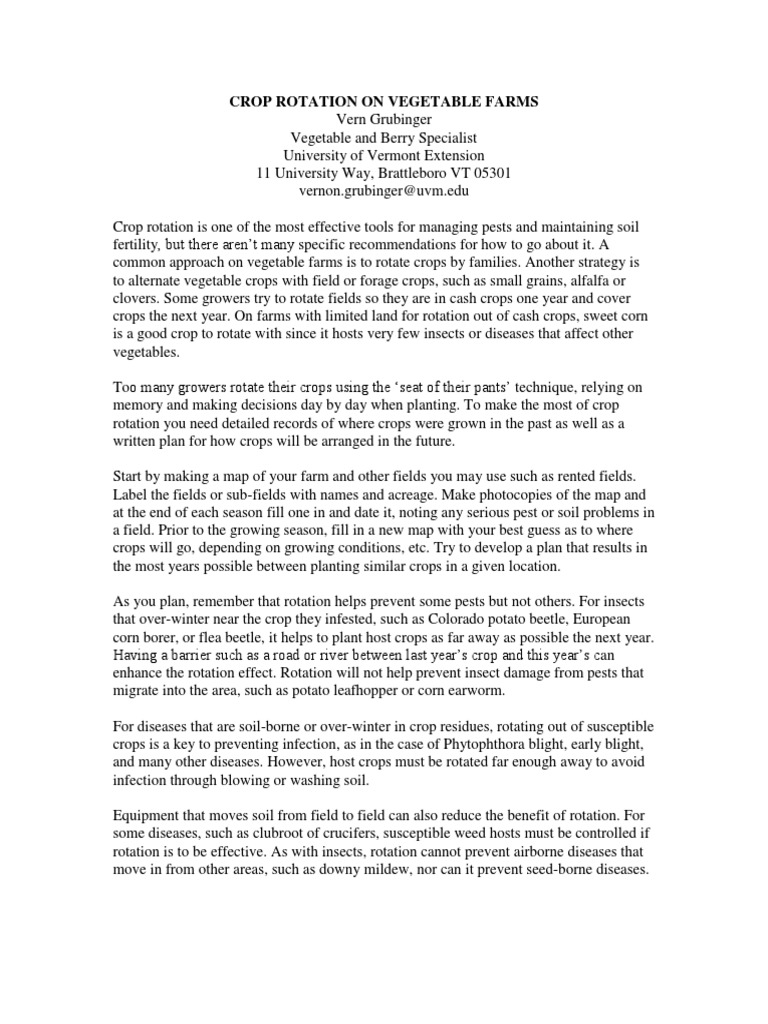 Crop Rotation On Vegetable Farms | PDF | Crop Rotation | Organic Farming
