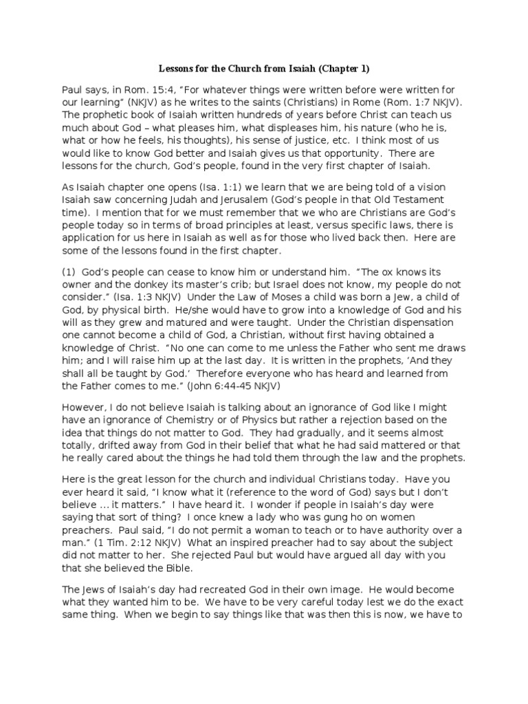 Lessons For The Church From Isaiah Chapter 1 | PDF | Sin | Isaiah