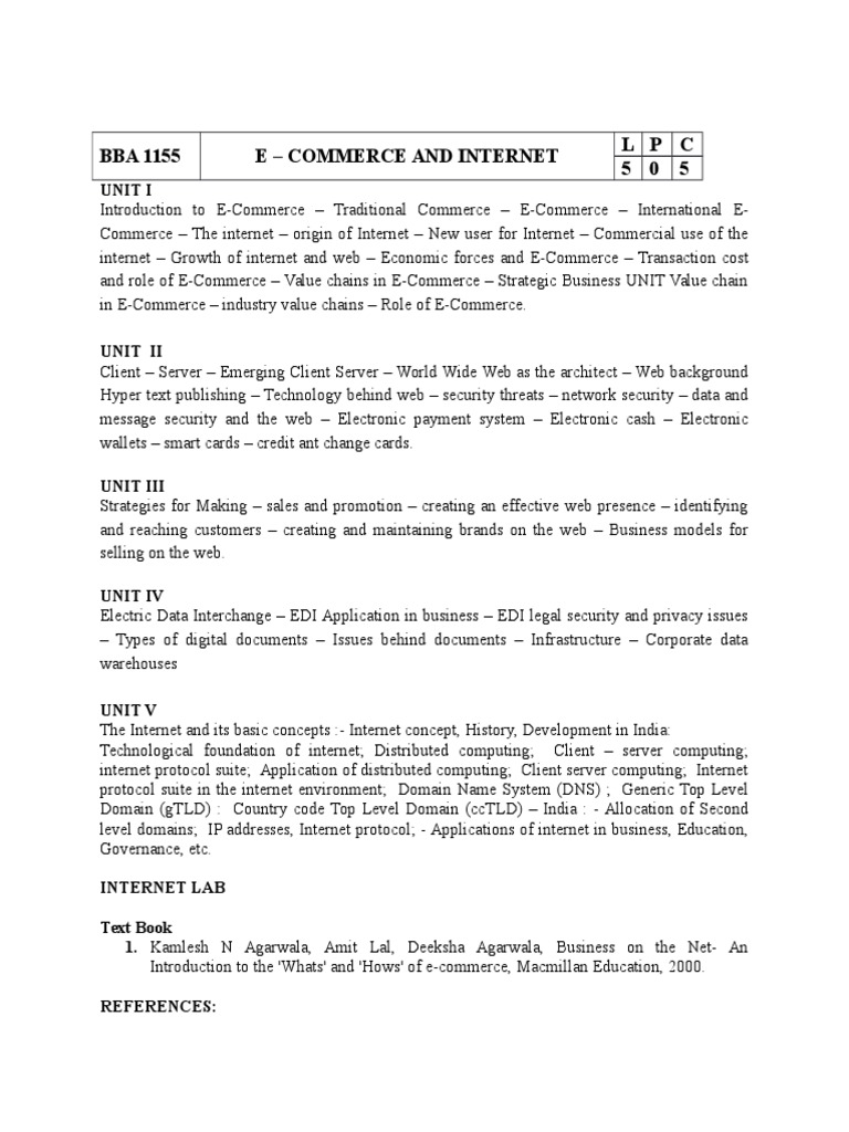 BBA E-Commerce Syllabus Overview | PDF