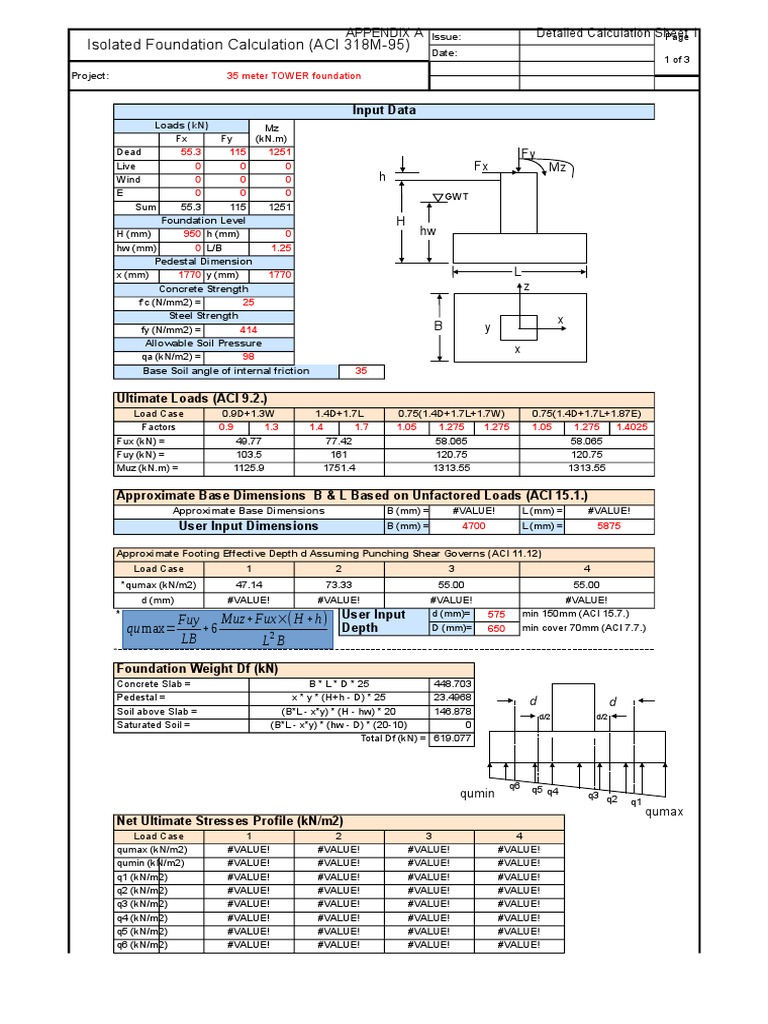 35m Tower Foundation Design Calculations | PDF | Technology & Engineering