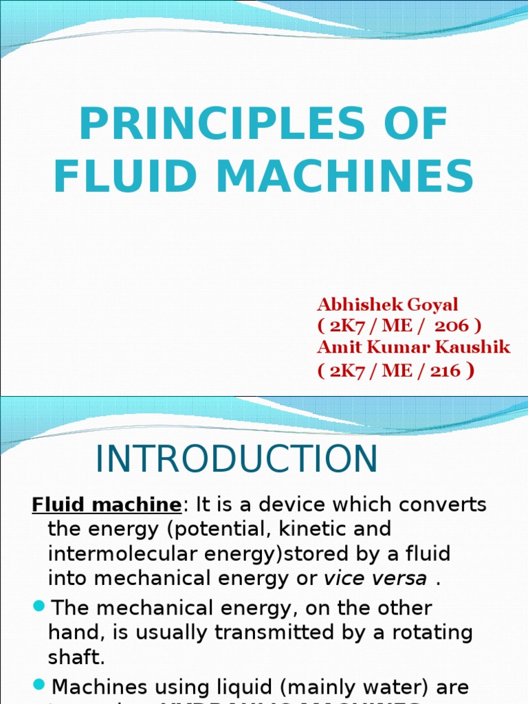 Principles of Fluid Machines Explained | PDF | Turbine | Rotation ...