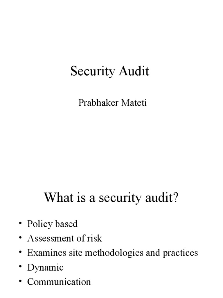 Comprehensive Security Audit Guide | PDF