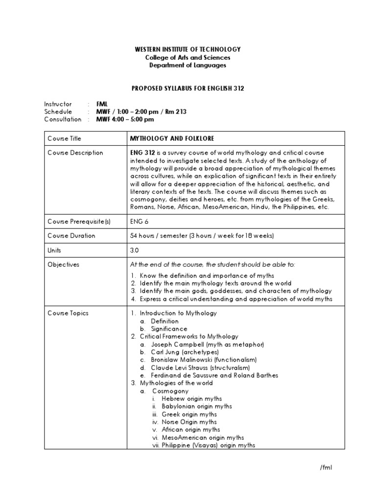 Myth and folklore syllabus pdf pdf mythology religion and belief