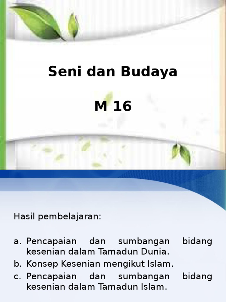 Kesenian Dalam Tamadun Pdf