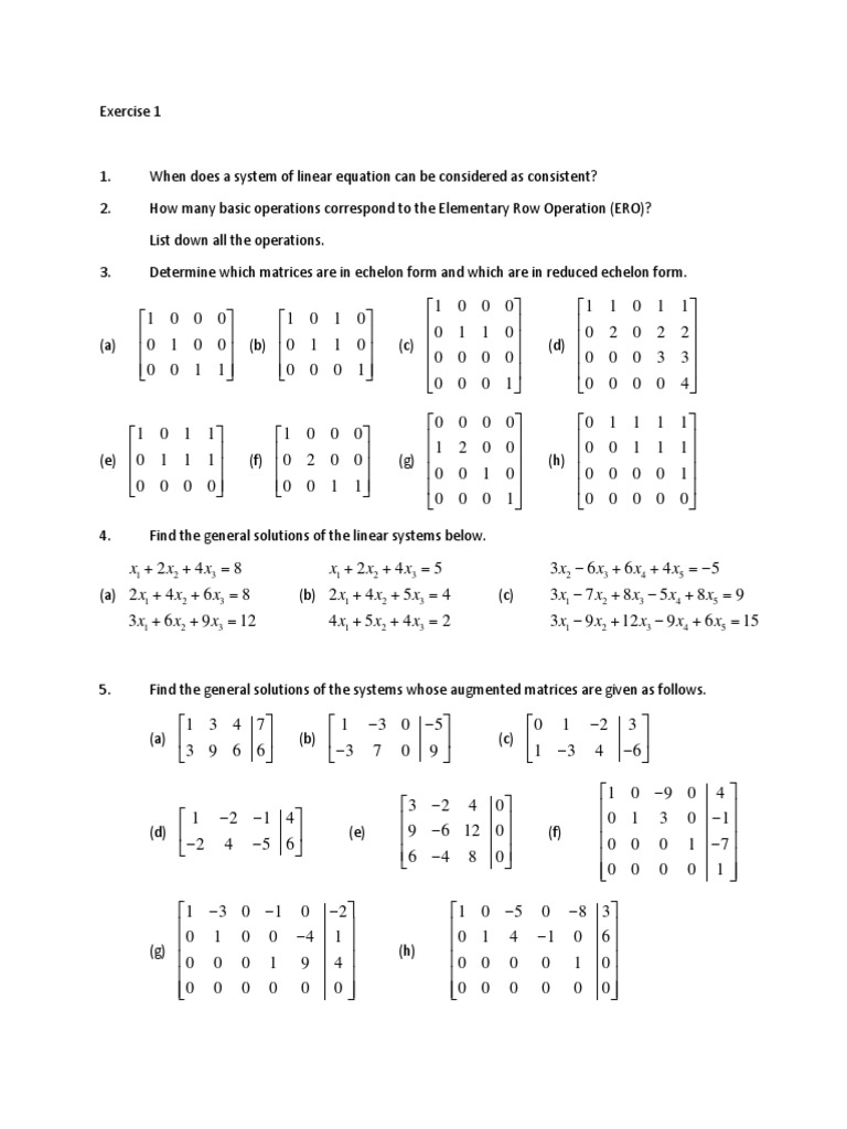 Linear Equations and Matrix Solutions | PDF | Teaching Methods & Materials