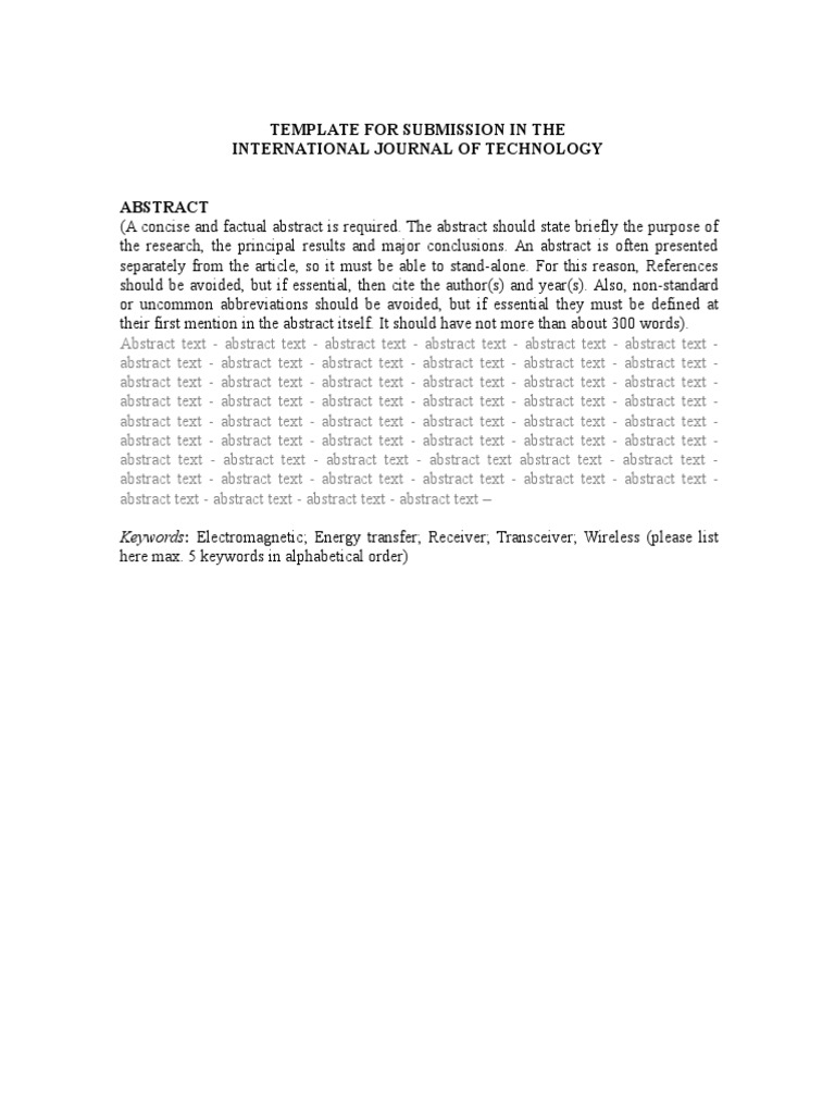 Template For Submission in The International Journal of Technology | PDF