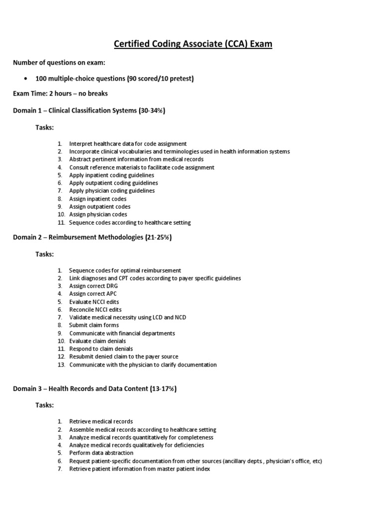 CCA Content Outline Health Care Public Health