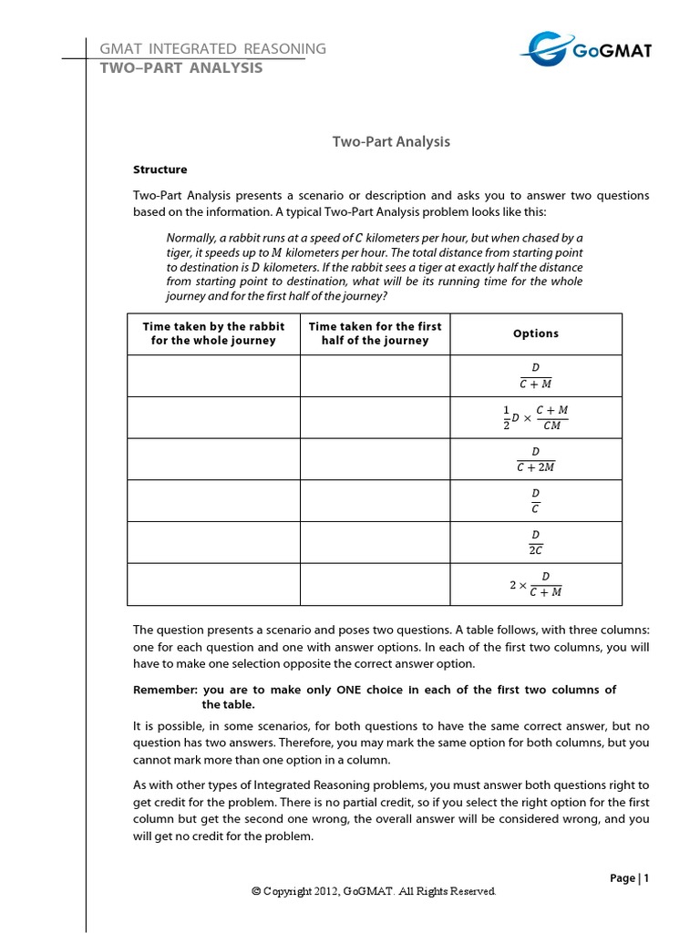 Two-Part Analysis: Gmat Integrated Reasoning | PDF | Graduate ...