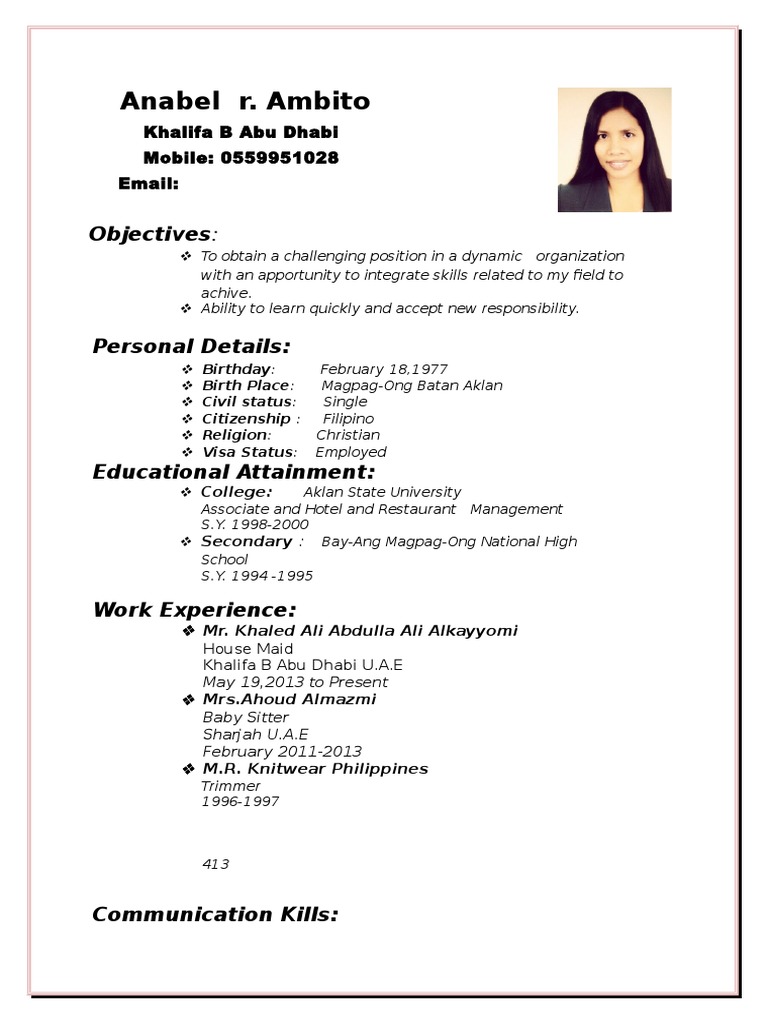 Anabel R. Ambito: Resume Overview | PDF