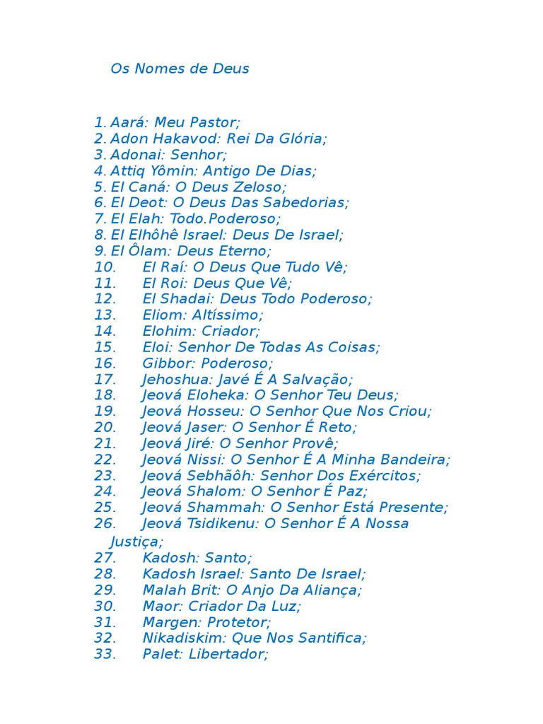 Os Nomes de Deus | PDF | Nomes de Deus | YHWH