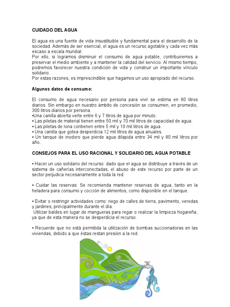 Cuidado del Agua: Uso y Consejos | PDF | Agua | Entorno natural