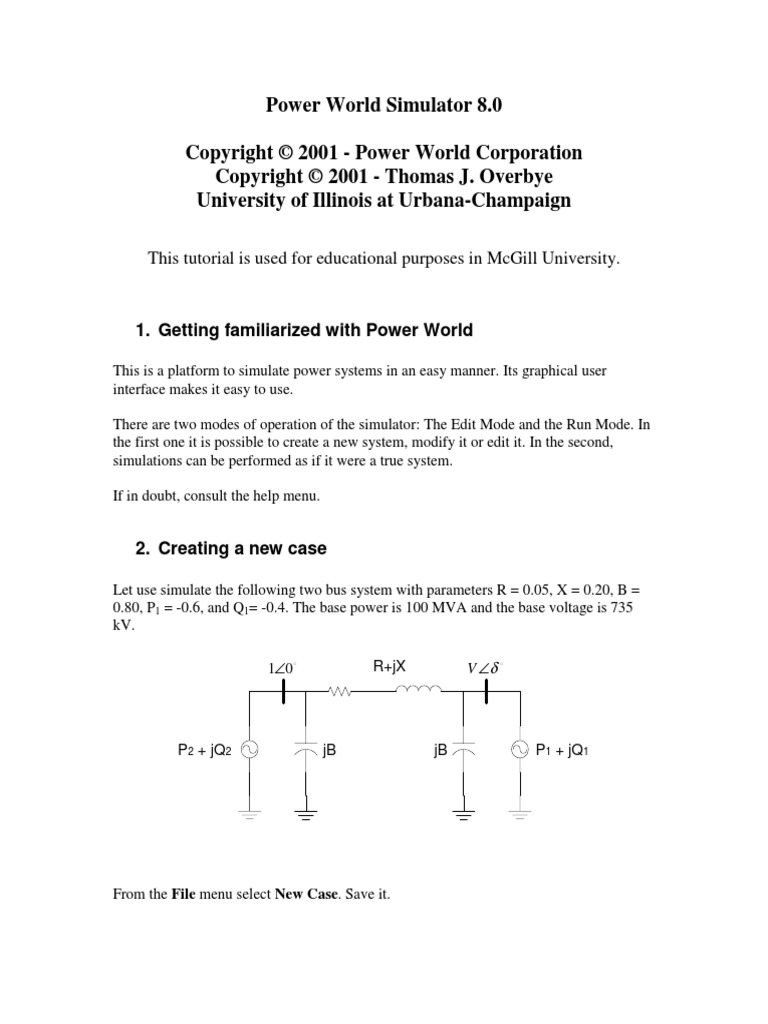Power World Simulator 8 Tutorial PDF System Software Electrical
